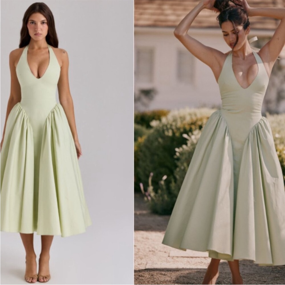 House of CB Marilyn Pistachio Midi Flare Dress NWOT - Picture 1 of 4